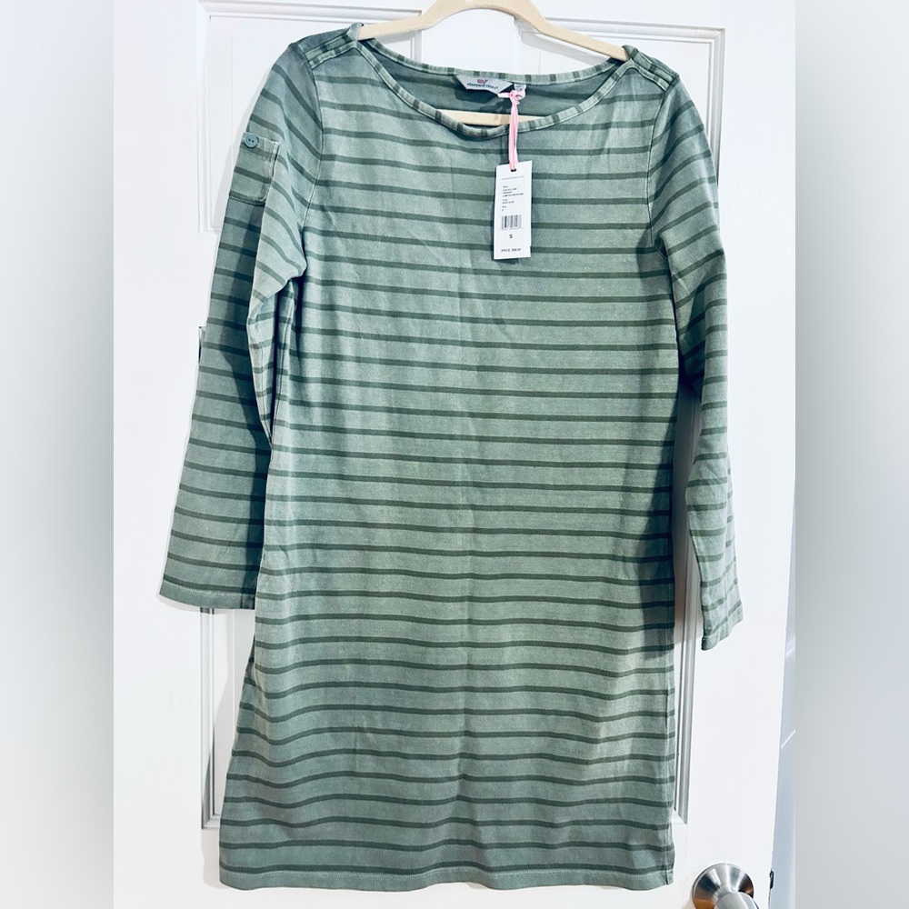 Vineyard Vines Dyed Green Stripe Knit Dress NWT